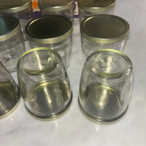 Vintage case of 12 Dominion glass 7.5 oz jelly tumblers / glasses with lids - Picture 6 of 13